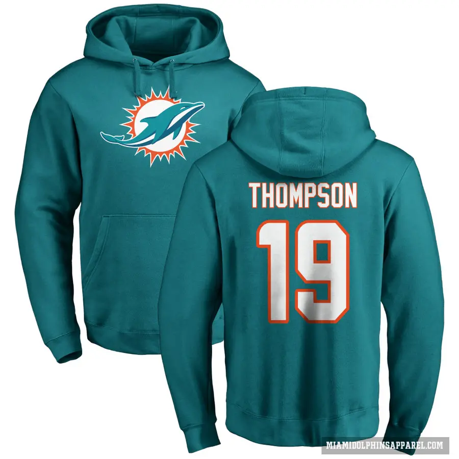 Men's ＃19 Skylar Thompson Miami Dolphins Aqua Pro Line Logo Pullover Hoodie