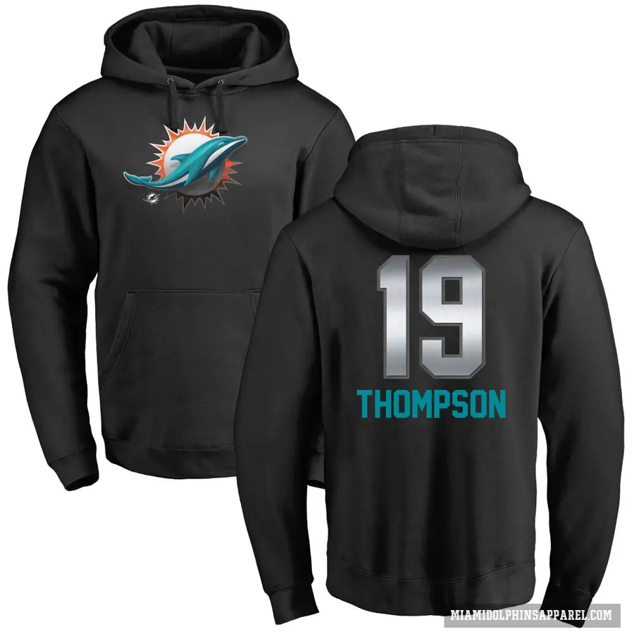 Men's ＃19 Skylar Thompson Miami Dolphins Black Midnight Mascot Pullover Hoodie