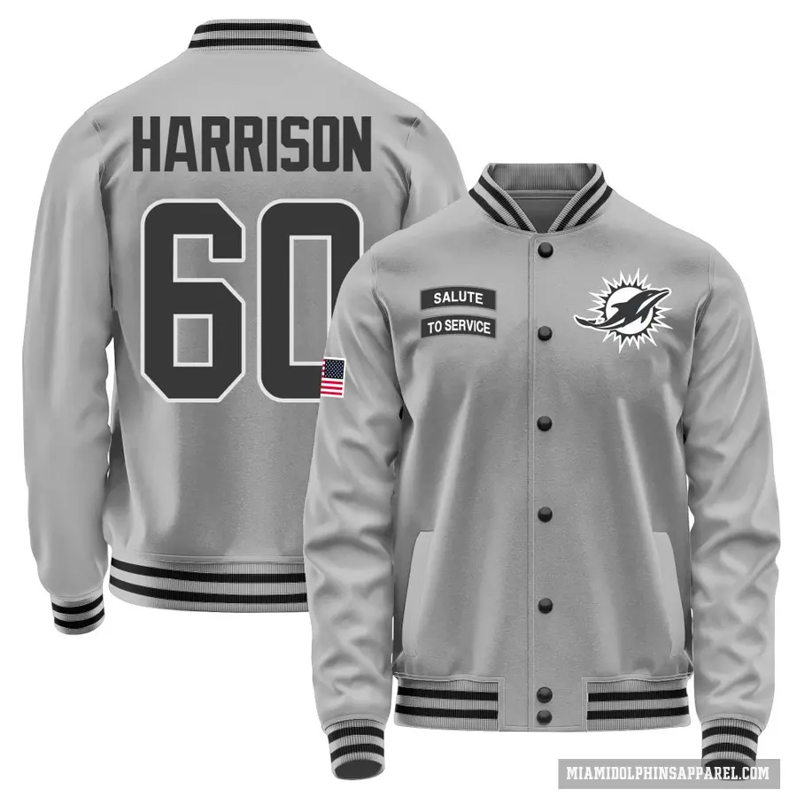 Men's ＃60 Jonotthan Harrison Miami Dolphins Gray Salute to Service Performance Jacket