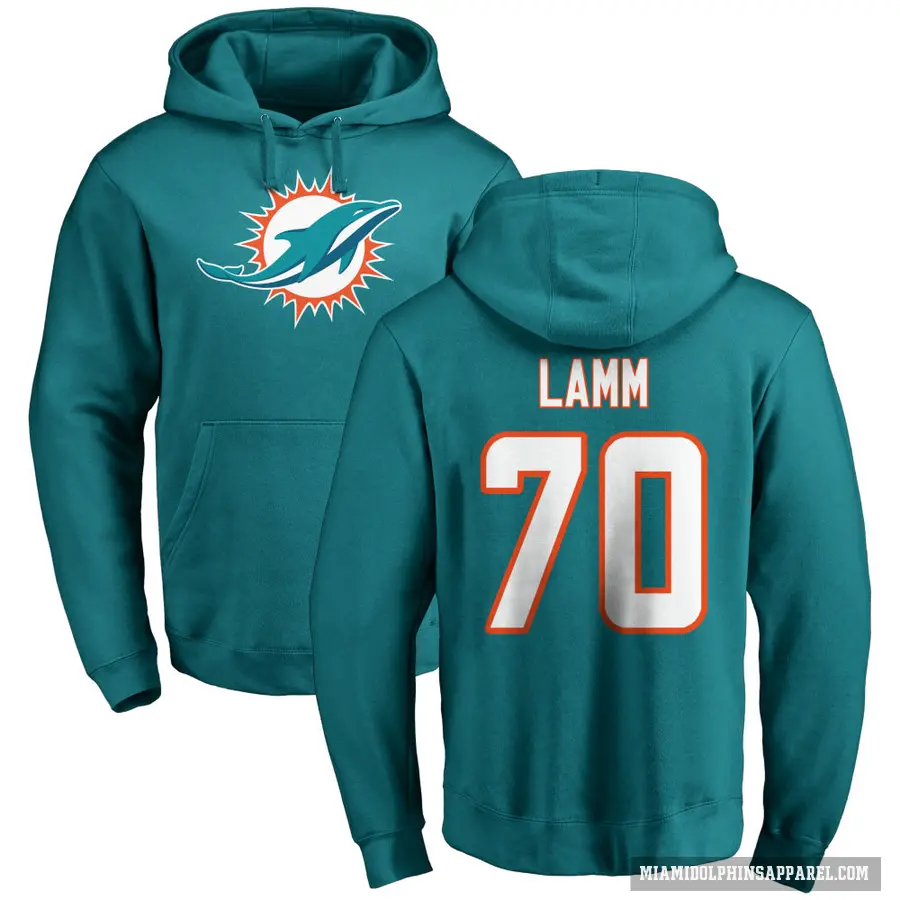 Men's ＃70 Kendall Lamm Miami Dolphins Aqua Pro Line Logo Pullover Hoodie