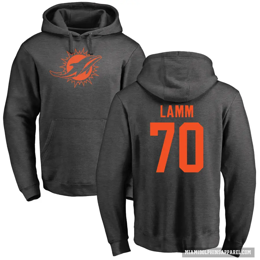 Men's ＃70 Kendall Lamm Miami Dolphins Pro Line by Branded Ash One Color Pullover Hoodie