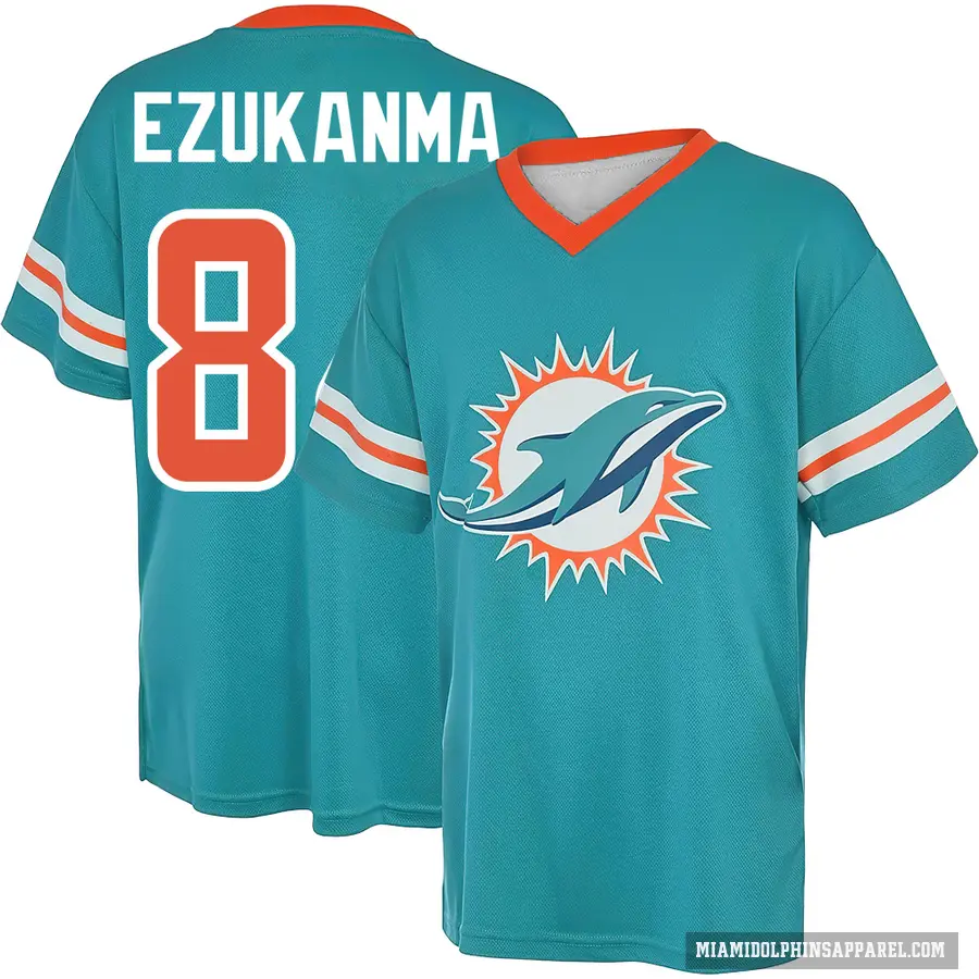 Men's ＃84 Erik Ezukanma Miami Dolphins Aqua Game Day V-Neck T-Shirt