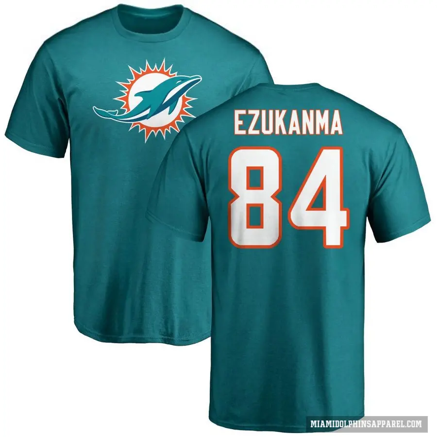 Men's ＃84 Erik Ezukanma Miami Dolphins Aqua Logo T-Shirt