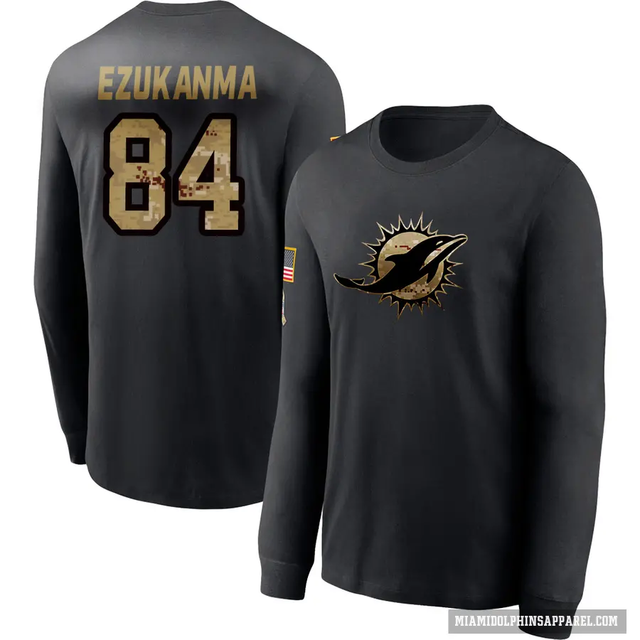 Men's ＃84 Erik Ezukanma Miami Dolphins Black 2020 Salute To Service Sideline Performance Long Sleeve T-Shirt