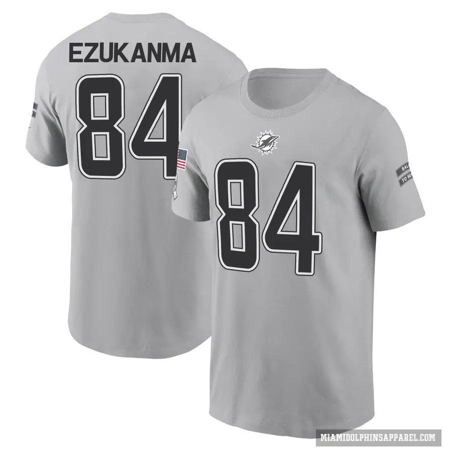 Men's ＃84 Erik Ezukanma Miami Dolphins Gray 2024 Salute to Service T-Shirt