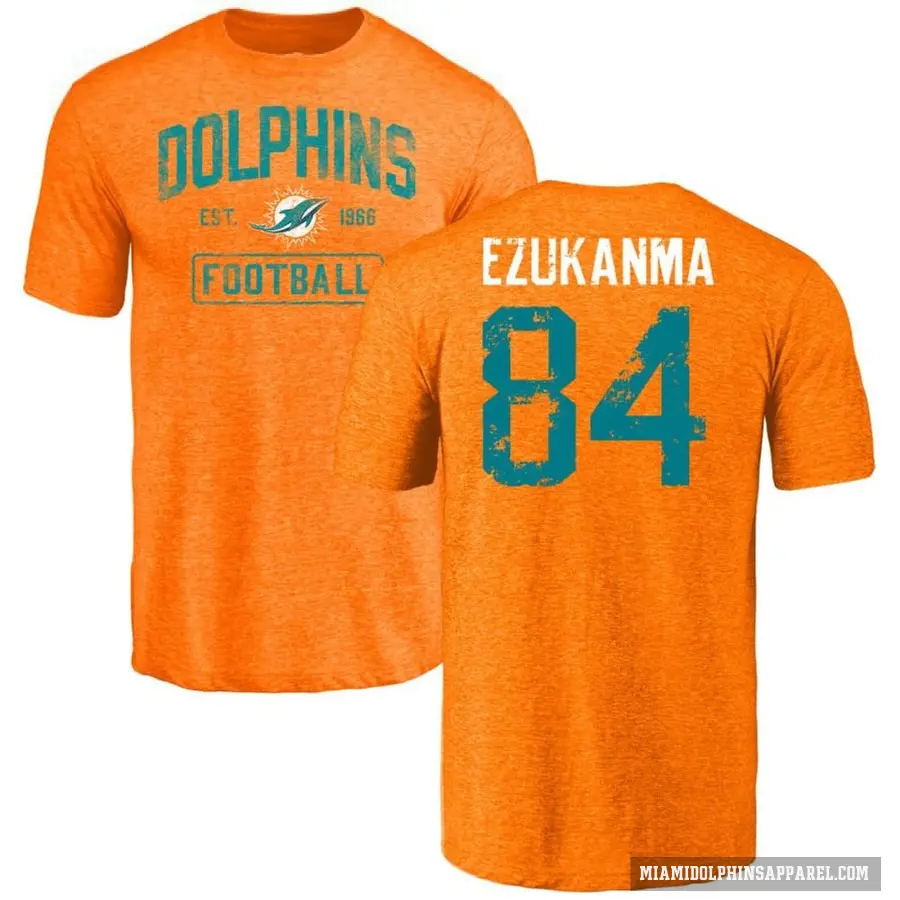 Men's ＃84 Erik Ezukanma Miami Dolphins Orange Distressed T-Shirt