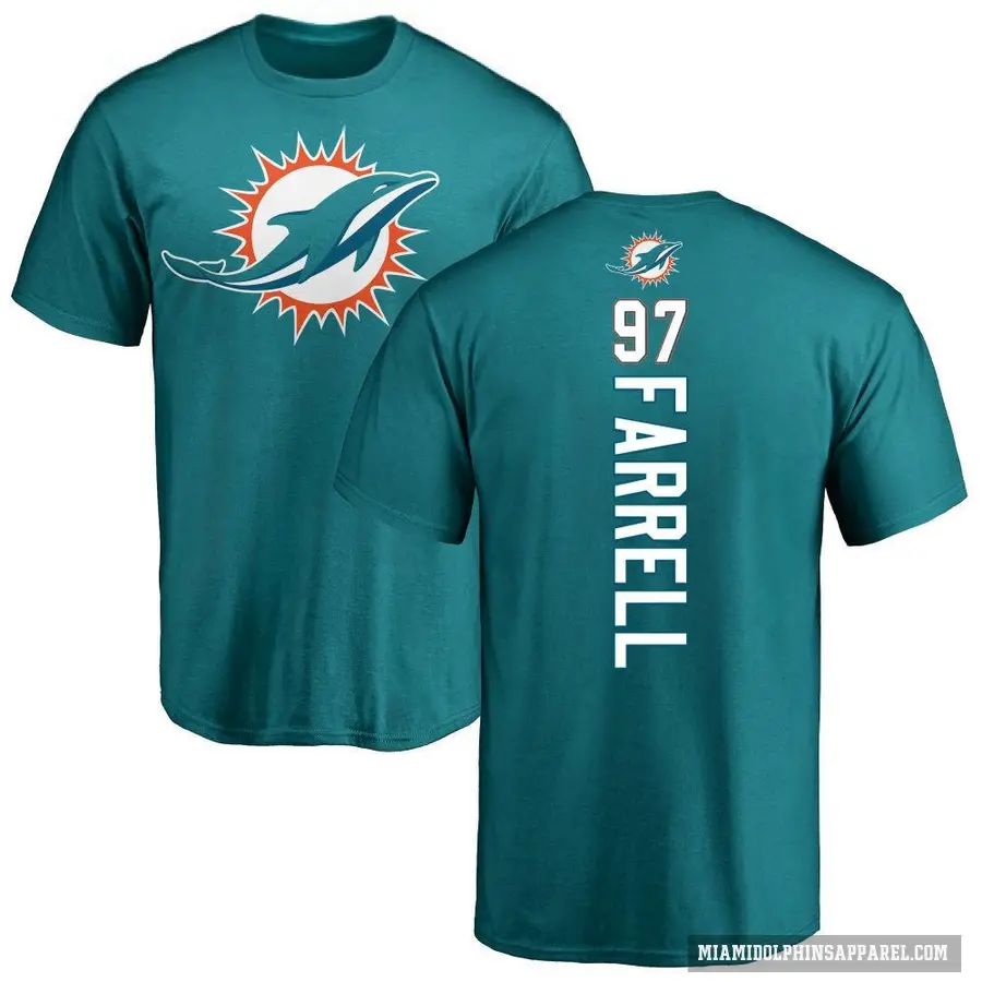 Men's ＃97 Neil Farrell Miami Dolphins Aqua Backer T-Shirt