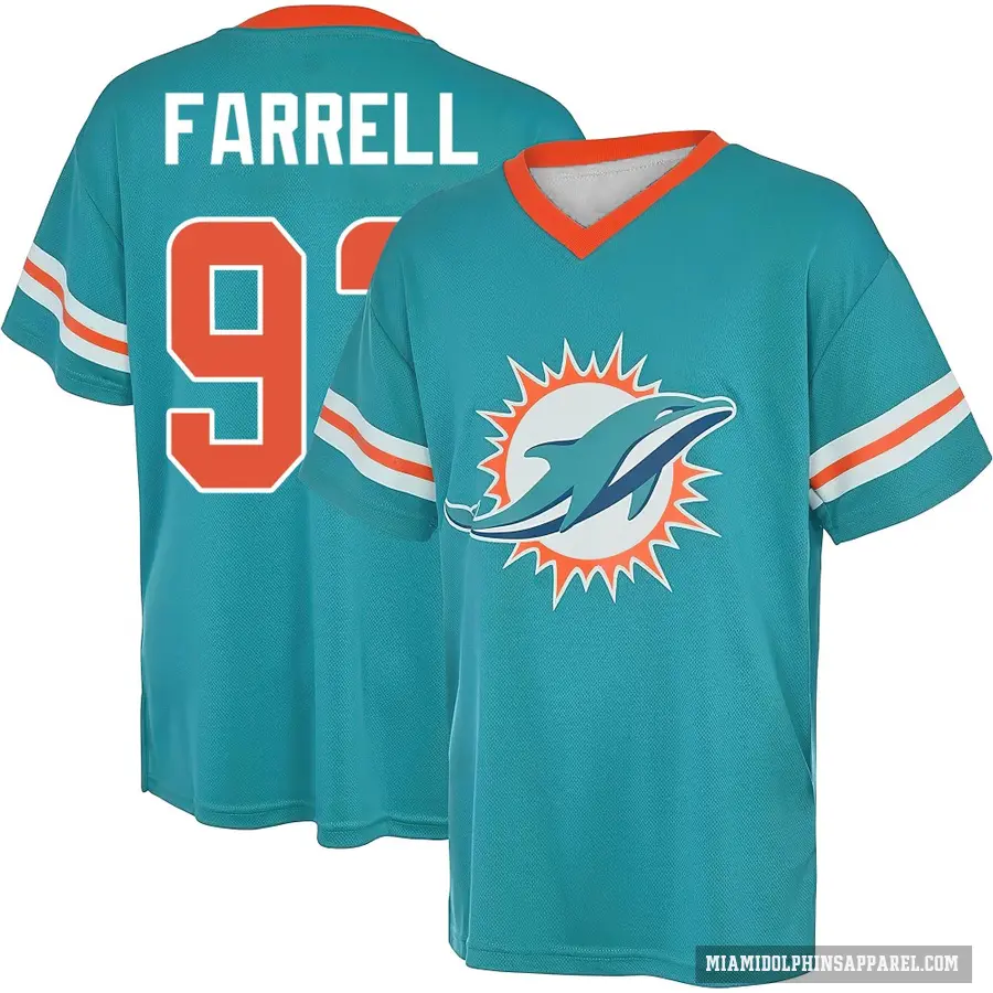 Men's ＃97 Neil Farrell Miami Dolphins Aqua Game Day V-Neck T-Shirt