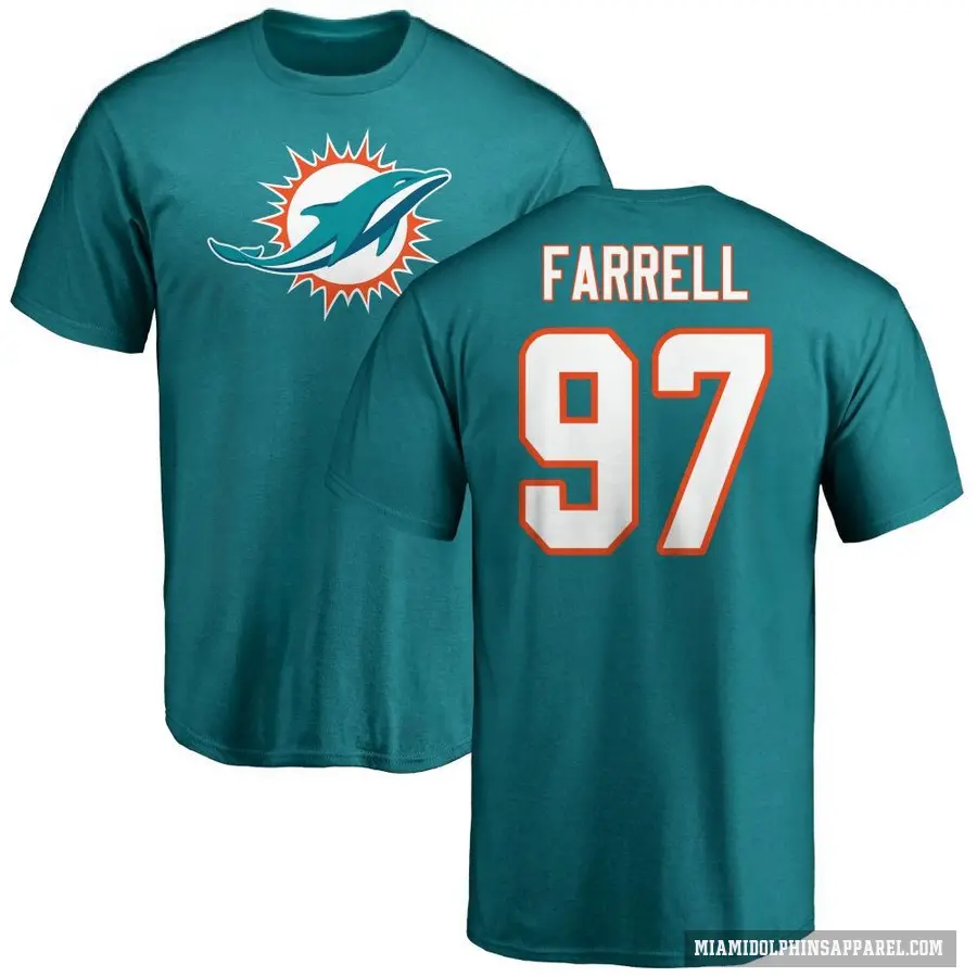 Men's ＃97 Neil Farrell Miami Dolphins Aqua Logo T-Shirt