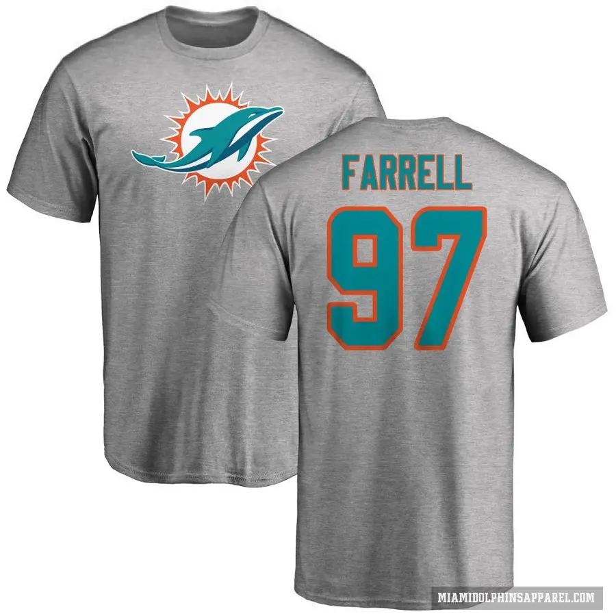 Men's ＃97 Neil Farrell Miami Dolphins Ash Logo T-Shirt