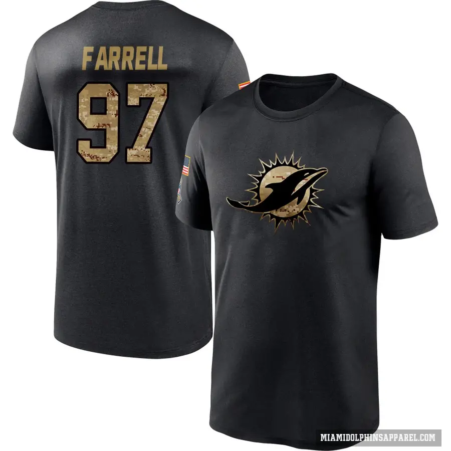 Men's ＃97 Neil Farrell Miami Dolphins Black 2020 Salute To Service Performance T-Shirt