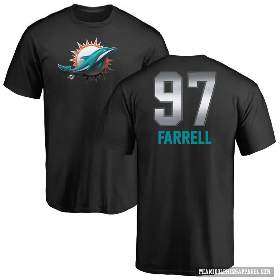 Men's ＃97 Neil Farrell Miami Dolphins Black Midnight Mascot T-Shirt