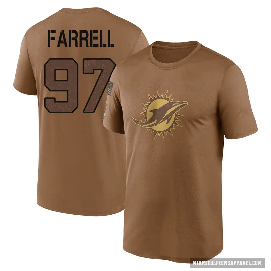 Men's ＃97 Neil Farrell Miami Dolphins Brown 2023 Salute To Service Performance T-Shirt