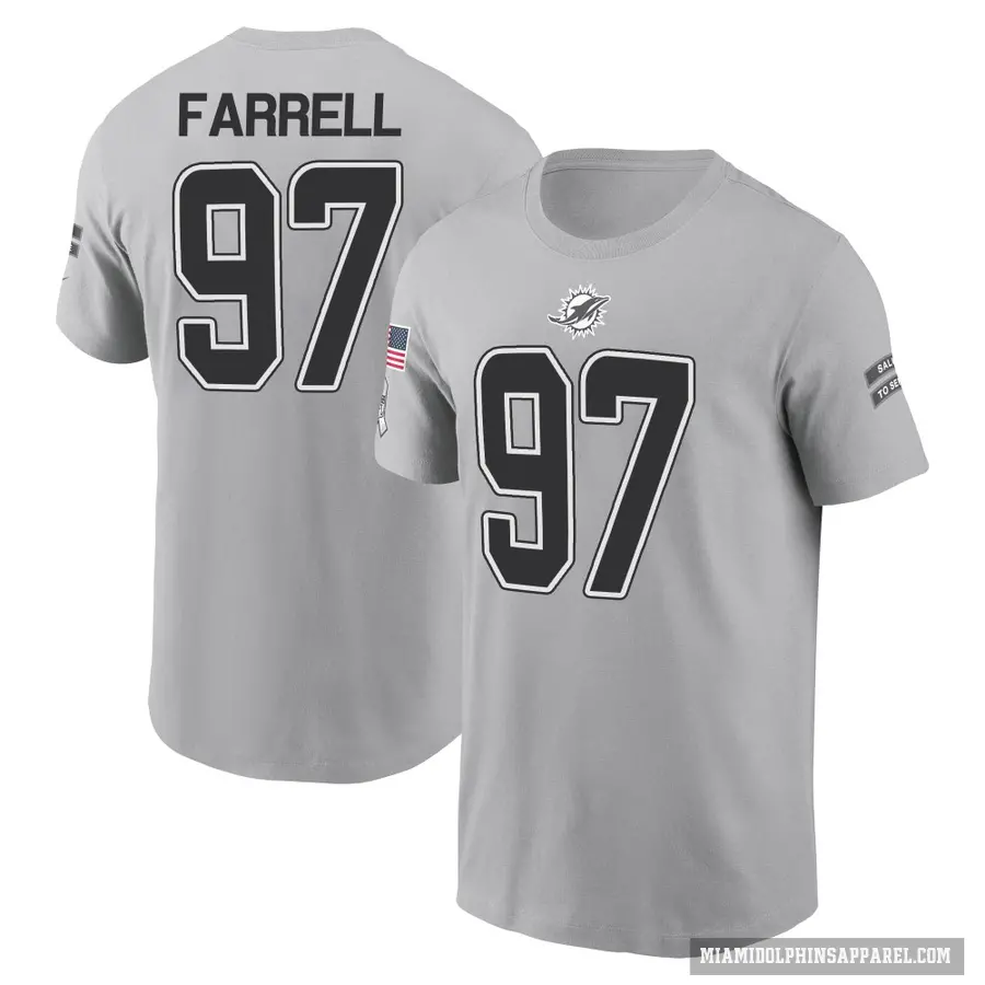 Men's ＃97 Neil Farrell Miami Dolphins Gray 2024 Salute to Service T-Shirt