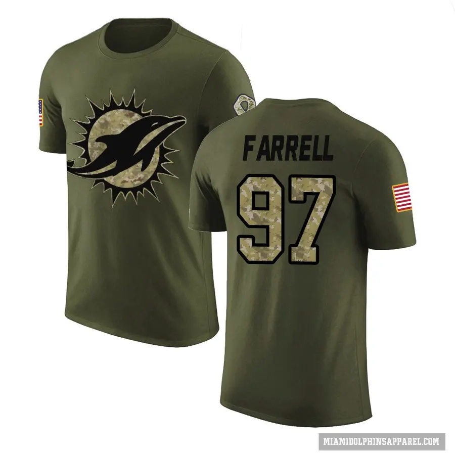 Men's ＃97 Neil Farrell Miami Dolphins Olive Salute to Service T-Shirt