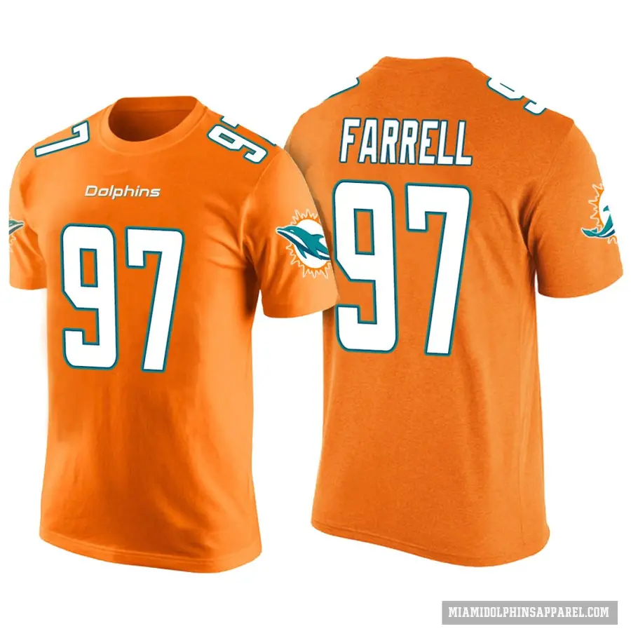 Men's ＃97 Neil Farrell Miami Dolphins Orange Color Rush T-Shirt