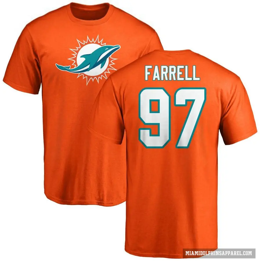 Men's ＃97 Neil Farrell Miami Dolphins Orange Logo T-Shirt