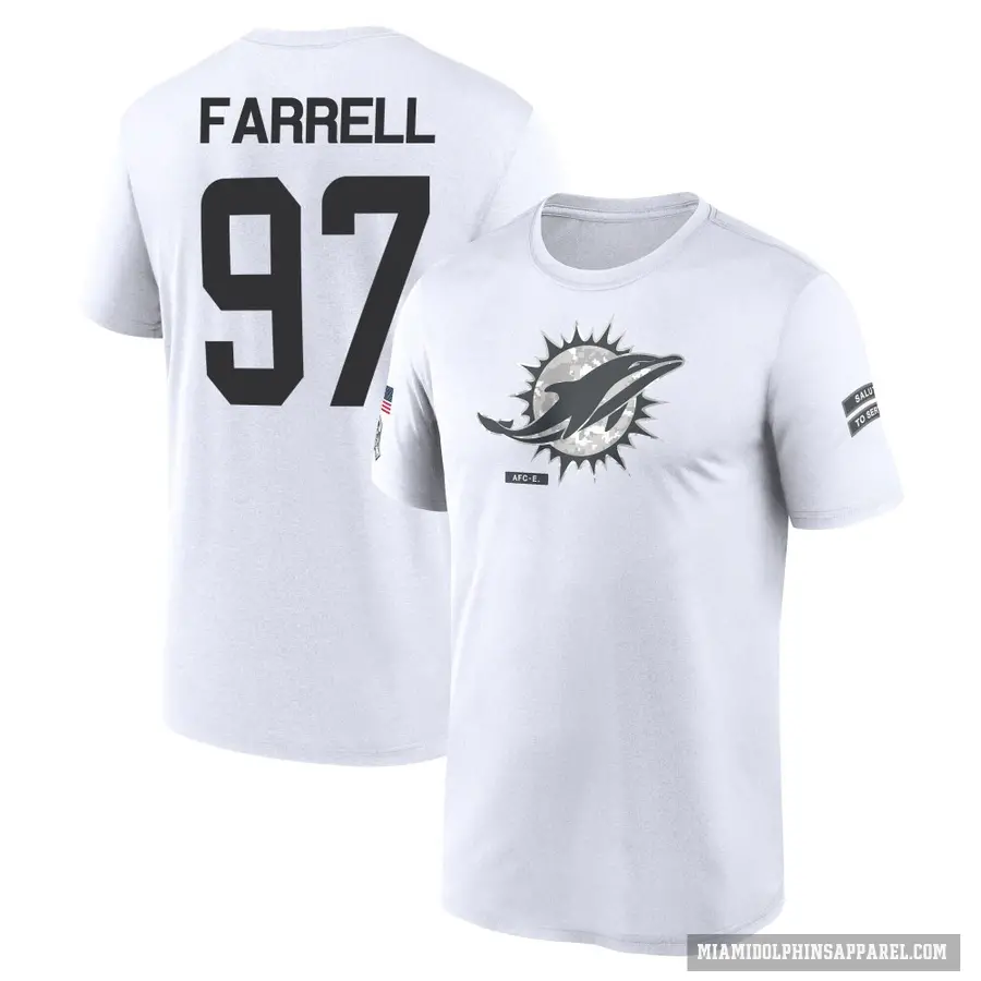 Men's ＃97 Neil Farrell Miami Dolphins White 2024 Salute to Service Performance T-Shirt