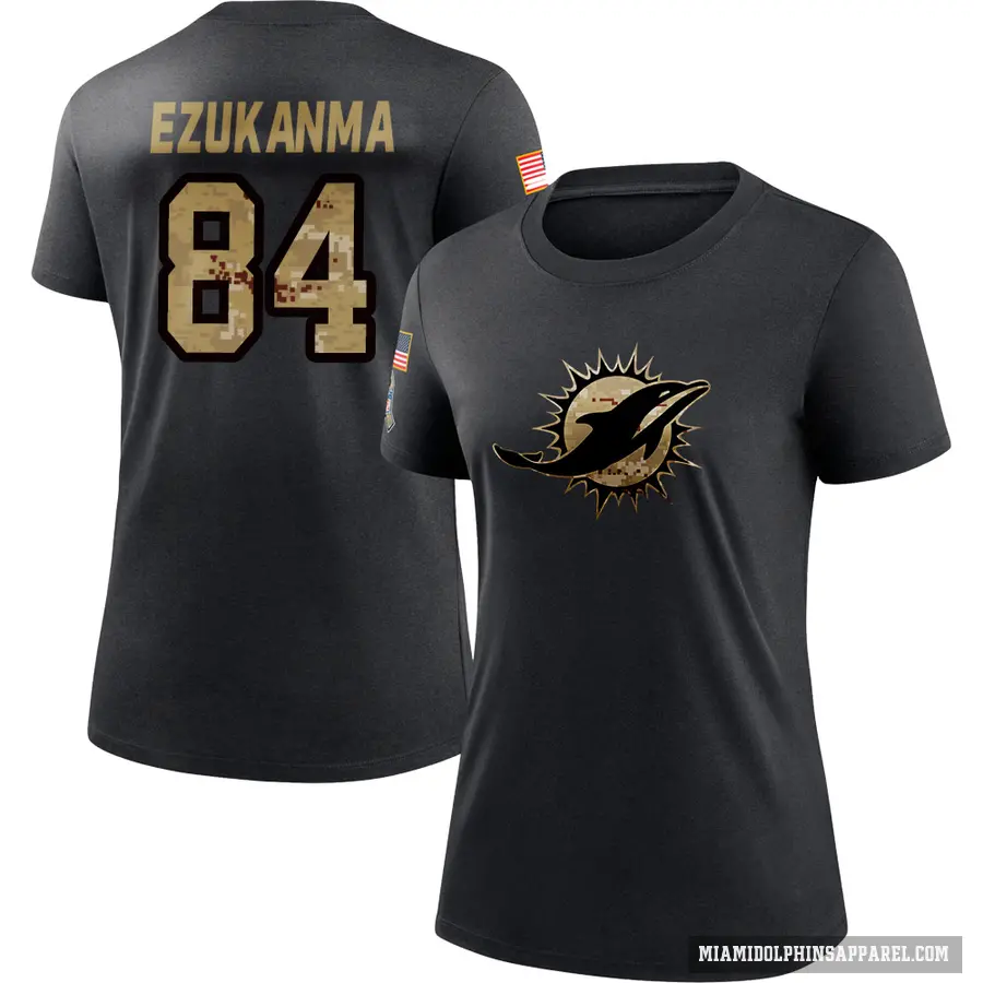 Women's ＃84 Erik Ezukanma Miami Dolphins Black 2020 Salute To Service Performance T-Shirt