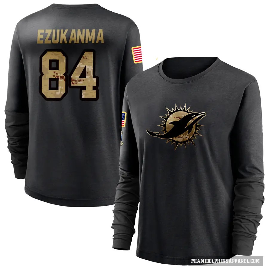 Women's ＃84 Erik Ezukanma Miami Dolphins Black 2020 Salute To Service Sideline Performance Long Sleeve T-Shirt