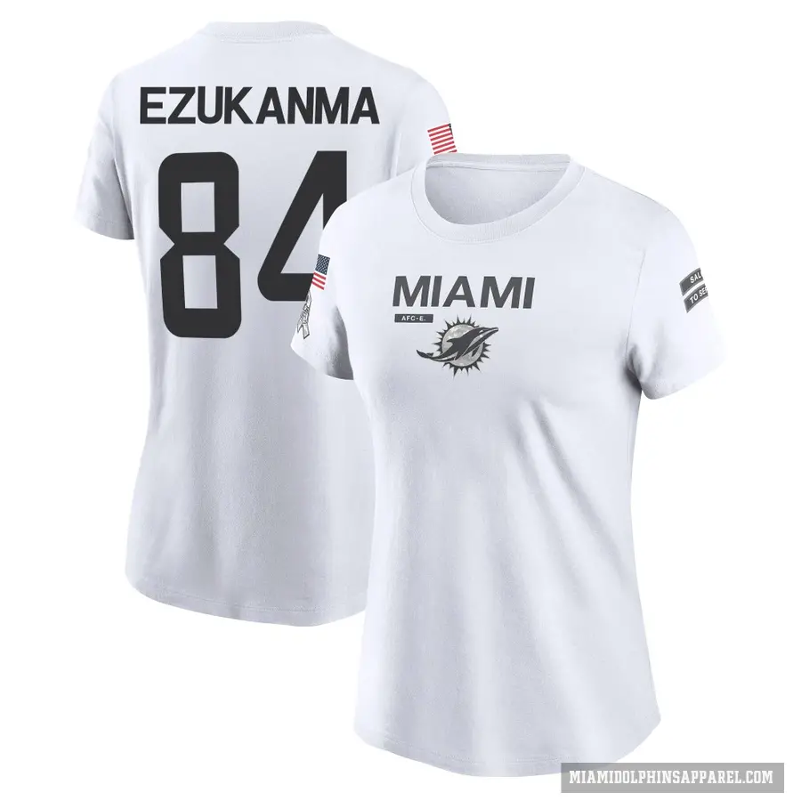 Women's ＃84 Erik Ezukanma Miami Dolphins White 2024 Salute to Service Performance T-Shirt