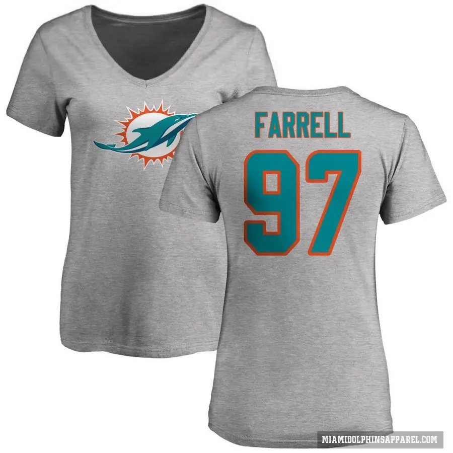 Women's ＃97 Neil Farrell Miami Dolphins Ash Logo Slim Fit T-Shirt