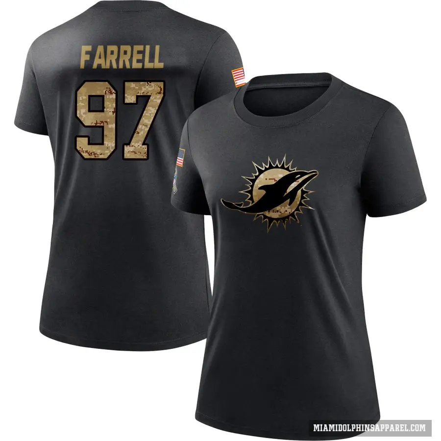 Women's ＃97 Neil Farrell Miami Dolphins Black 2020 Salute To Service Performance T-Shirt