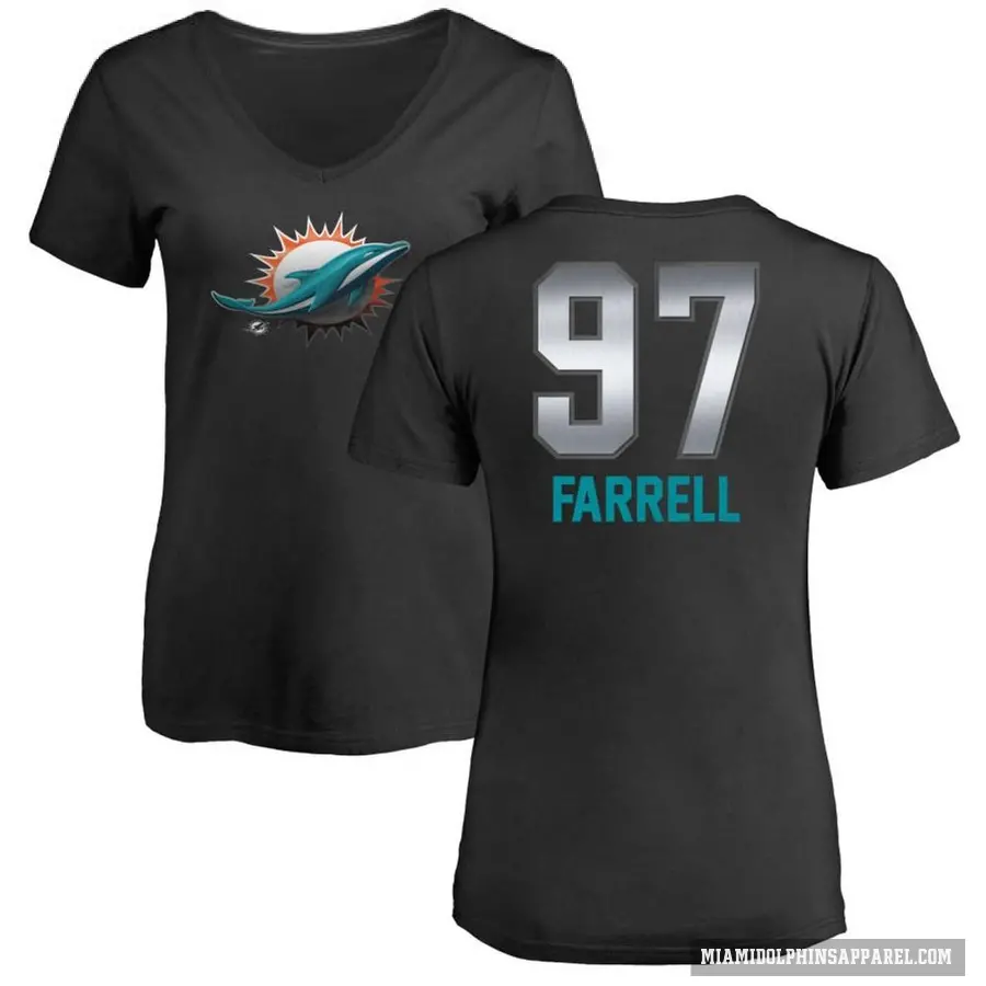 Women's ＃97 Neil Farrell Miami Dolphins Black Midnight Mascot T-Shirt