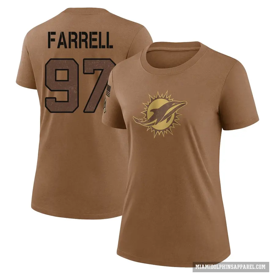 Women's ＃97 Neil Farrell Miami Dolphins Brown 2023 Salute To Service Performance T-Shirt