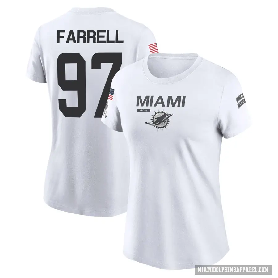 Women's ＃97 Neil Farrell Miami Dolphins White 2024 Salute to Service Performance T-Shirt