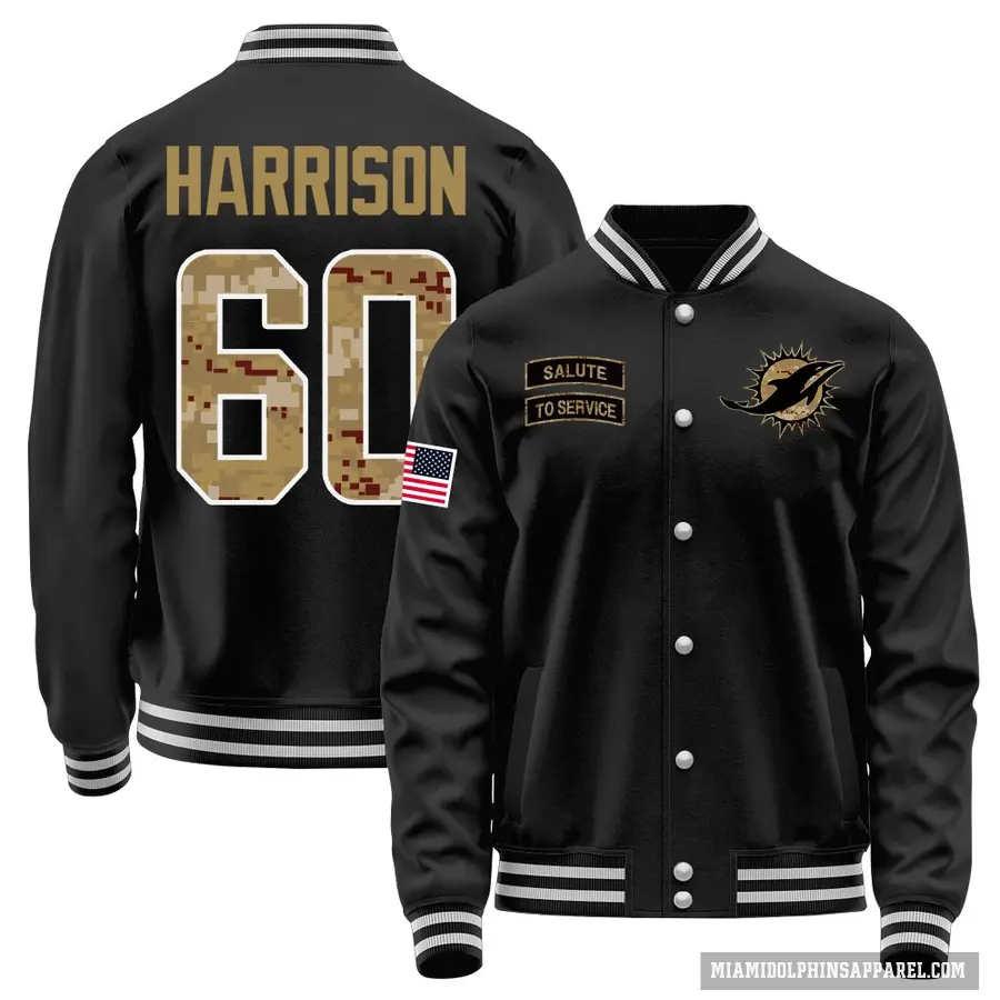 Youth ＃60 Jonotthan Harrison Miami Dolphins Black Salute to Service Sideline Performance Jacket