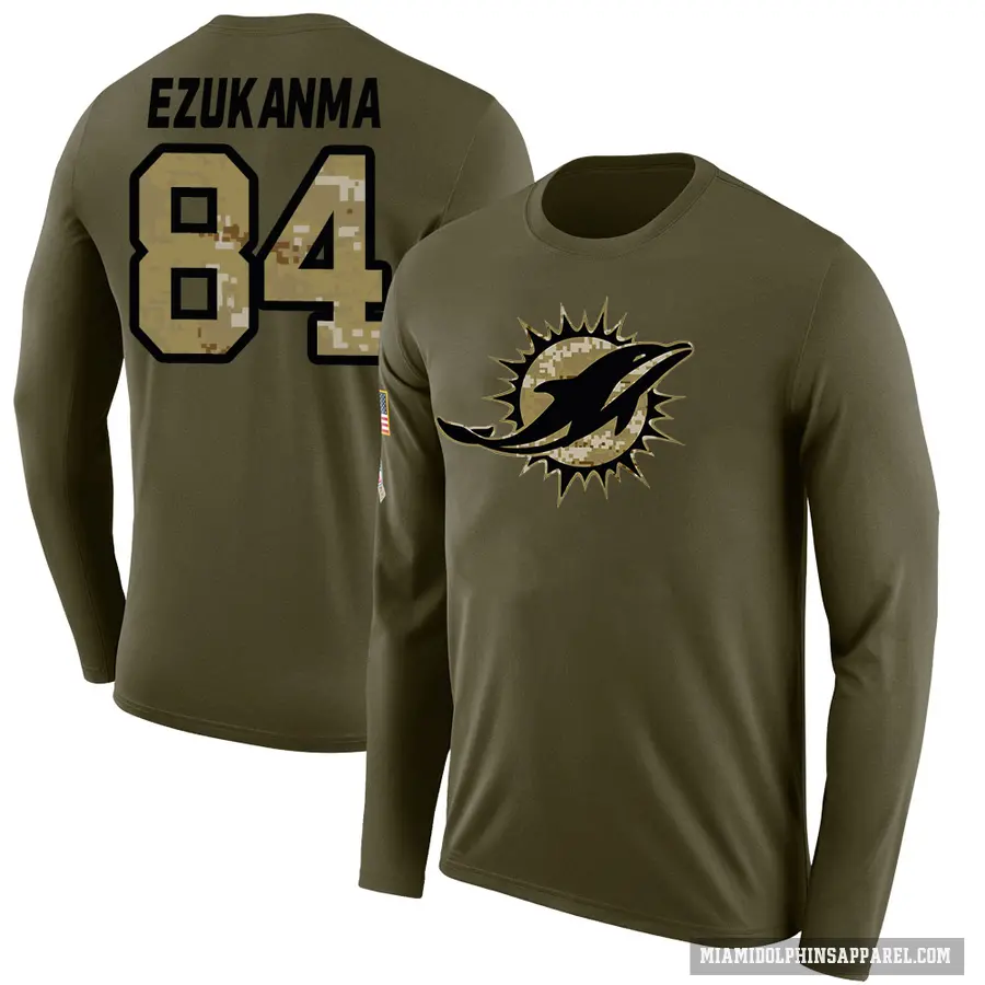 Youth ＃84 Erik Ezukanma Miami Dolphins Olive Salute to Service Sideline Long Sleeve T-Shirt